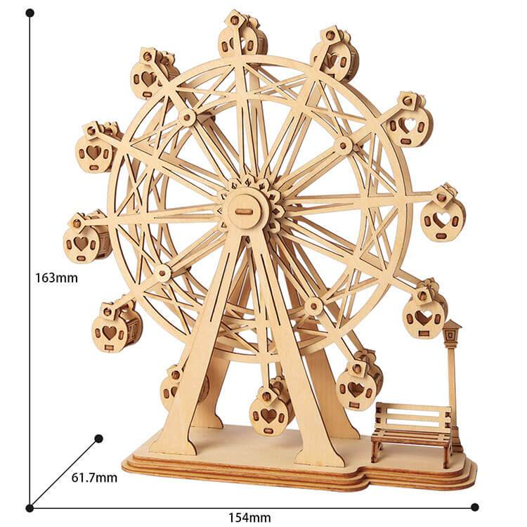 Desktop Ferris Wheel DIY Model Kit — Natural Plywood, 120pcs – view 2