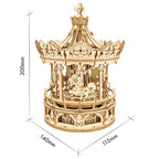 Romantic Carousel — Light Wood Mechanical Music Box (Plywood, Winding) – view 2