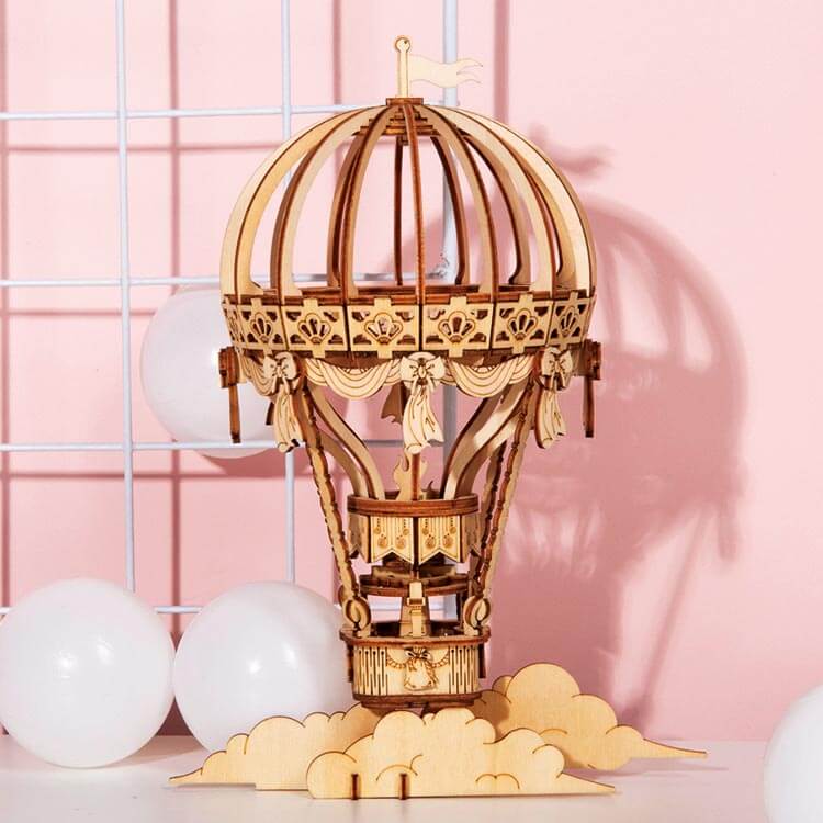 Natural Wood Hot Air Balloon DIY Model – view 2