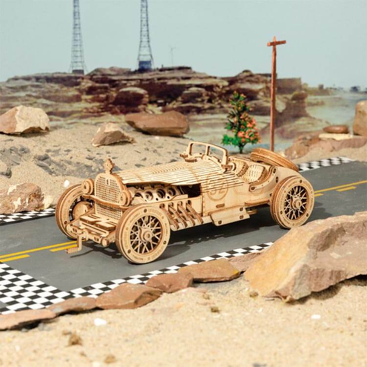 V8 Grand Prix Wooden Model Kit — Natural Plywood, 220 Pieces – view 2
