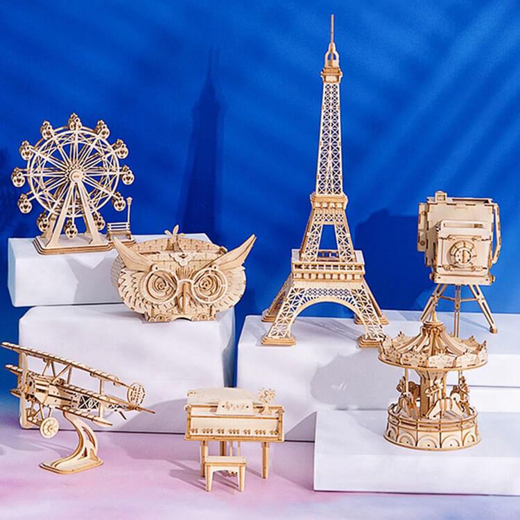 Desktop Ferris Wheel DIY Model Kit — Natural Plywood, 120pcs – view 4