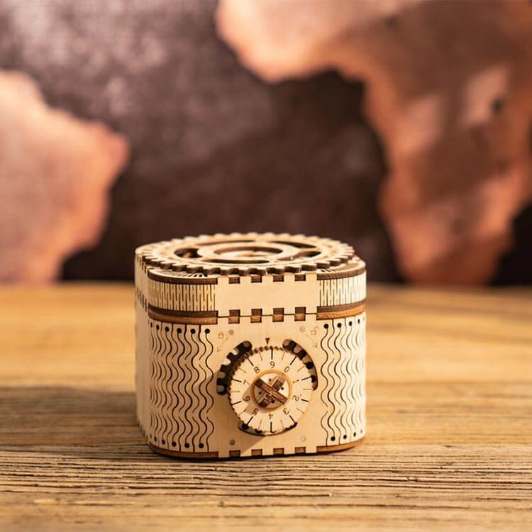 Treasure Box with Numerical Code — Wooden Plywood Puzzle Kit