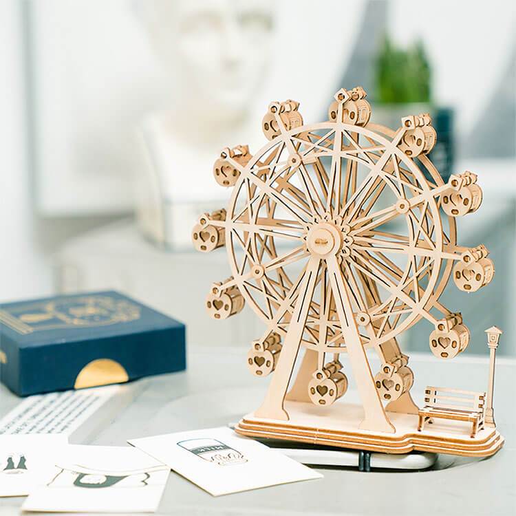 Desktop Ferris Wheel DIY Model Kit — Natural Plywood, 120pcs – view 3
