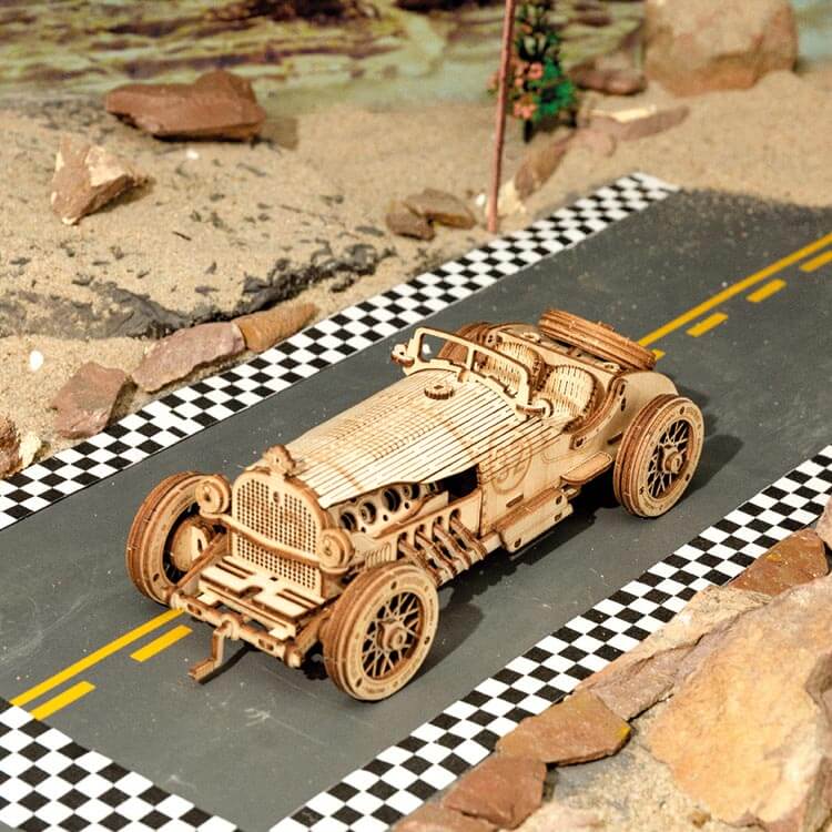 V8 Grand Prix Wooden Model Kit — Natural Plywood, 220 Pieces – view 3