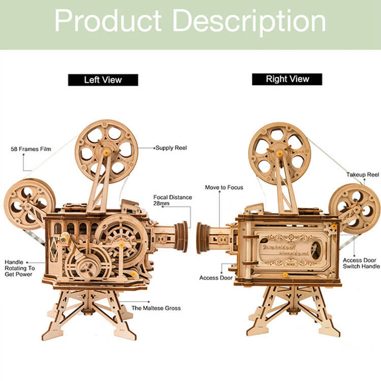 Vintage Vitascope Wooden Projector Kit — Natural Plywood Hand‑Crank – view 14