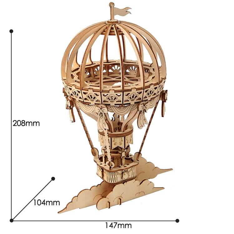 Natural Wood Hot Air Balloon DIY Model – view 4