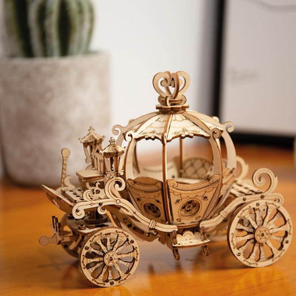 Pumpkin Cart — Birch Wood Model Kit (Light Brown, 182 pcs)