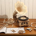 Classic Light Wood Gramophone Kit — USB Motor, Plywood, 424 pcs – view 8