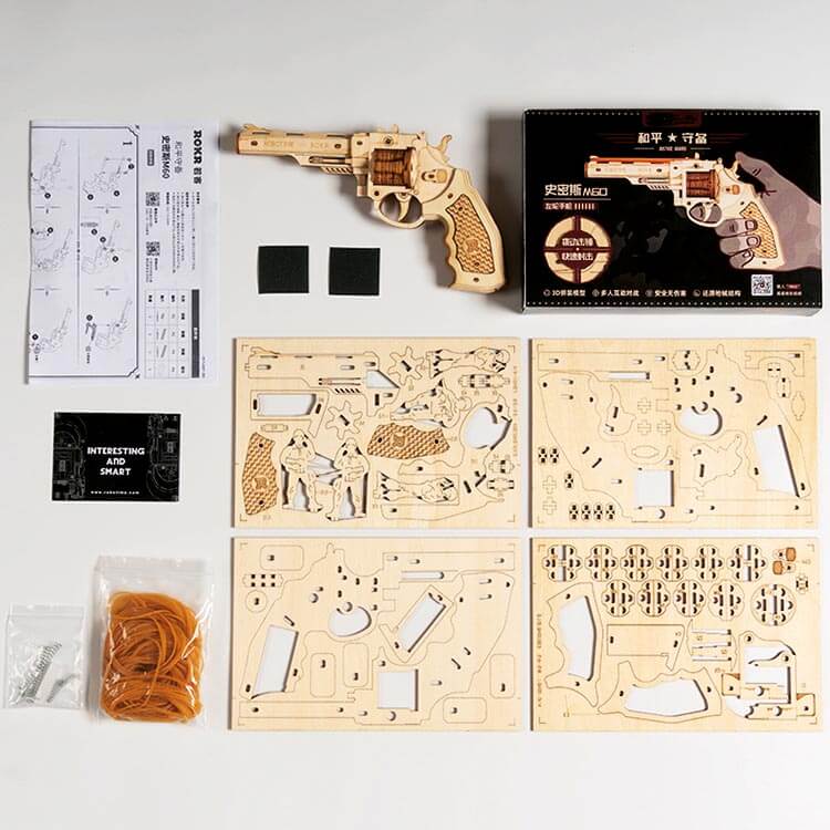 Wooden 3D Puzzle Revolver Kit (Plywood) – view 9