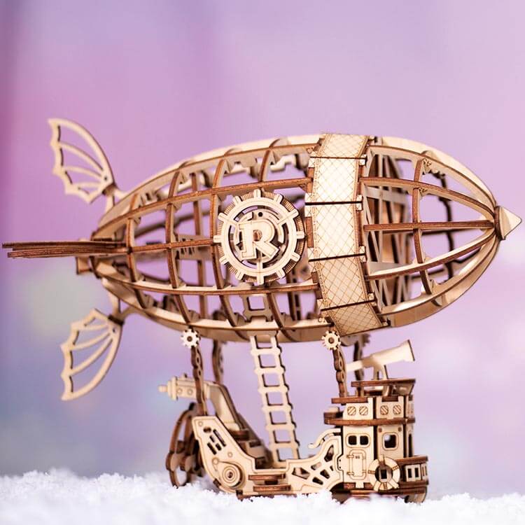 Steampunk Airship Plywood Model Kit — Natural Wood Finish – view 5