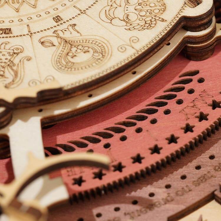 Zodiac Wall Clock — Plywood DIY Clock (Beige & Brown, 168 Pieces) – view 7