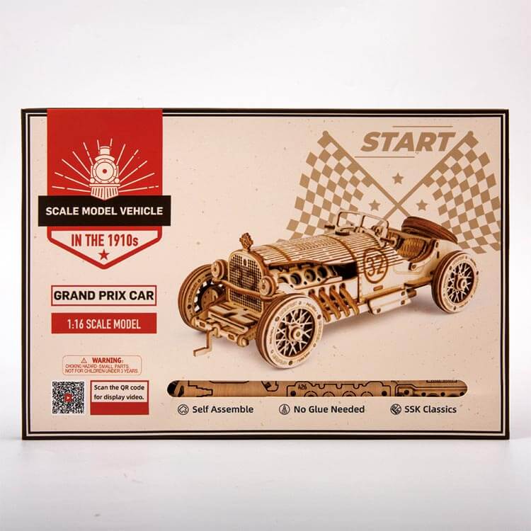 V8 Grand Prix Wooden Model Kit — Natural Plywood, 220 Pieces – view 6