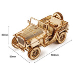 Wooden Army Jeep 3D Model Kit — Laser‑Cut Plywood, No Glue, Brown – view 6