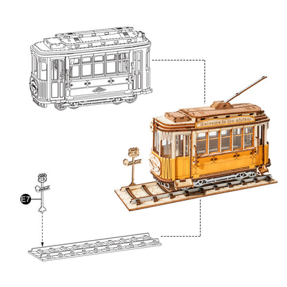 San Francisco Tramcar Model Kit — Yellow Plywood, 145 Pieces