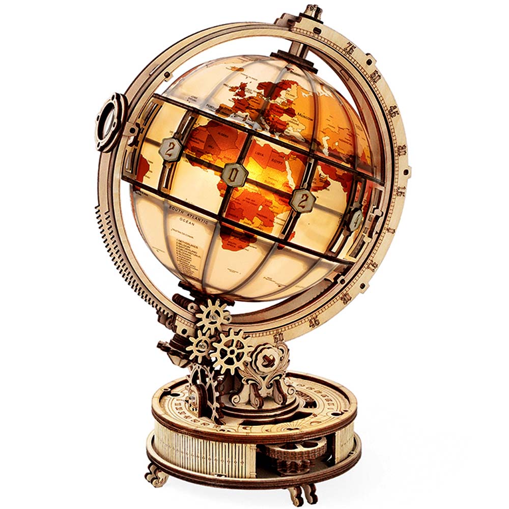 Luminous Globe — Plywood Tabletop Lamp (Brown & Orange, 180 pcs) – view 9