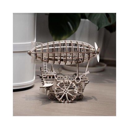 Mechanics Airship Plywood Model Kit — Brown Wooden 3D Airship (229 pcs)