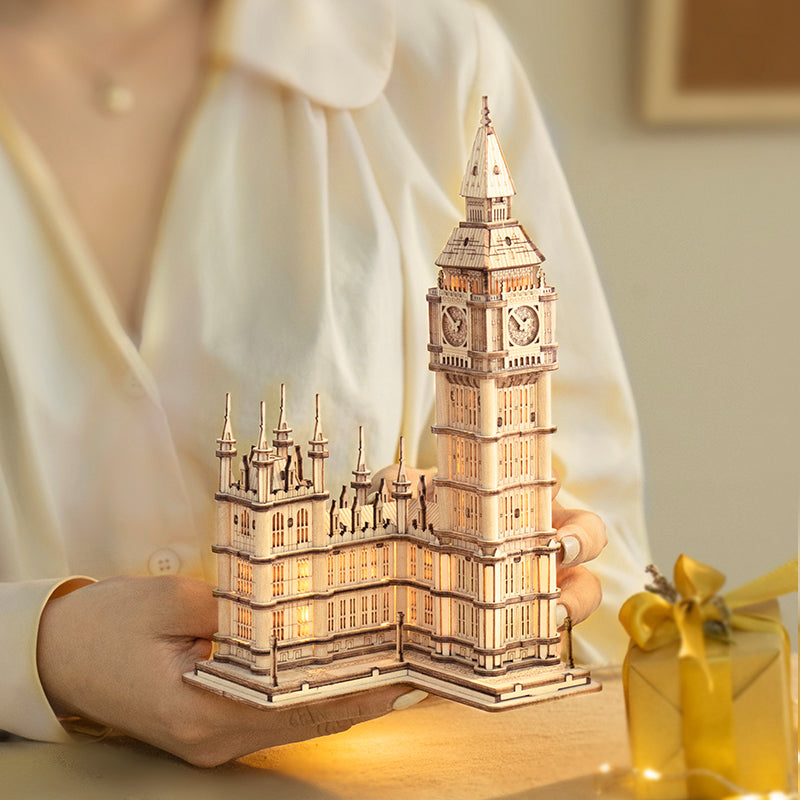 Big Ben Plywood Model Kit — Lighted 220‑Piece Easy Build