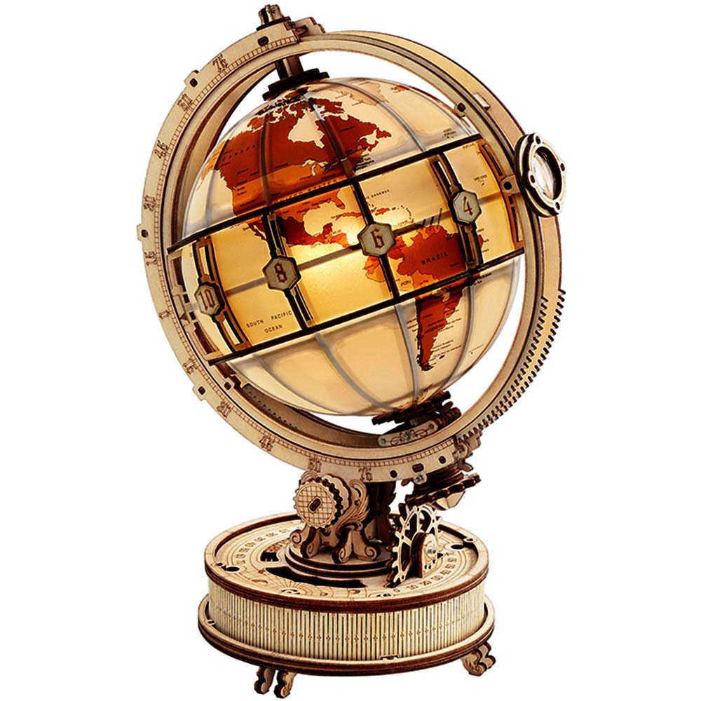 Luminous Globe — Plywood Tabletop Lamp (Brown & Orange, 180 pcs) – view 10