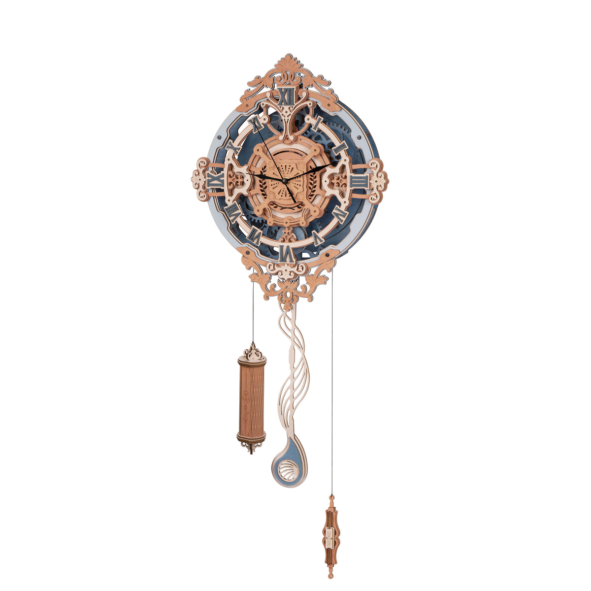 Romantic Notes Ornate Plywood Wall Clock — Natural Wood & Dark Gray – view 8