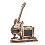 Natural Wood Electric Guitar Model Kit with Amp — Plywood, 289 Pieces – view 12