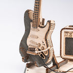 Natural Wood Electric Guitar Model Kit with Amp — Plywood, 289 Pieces – view 13