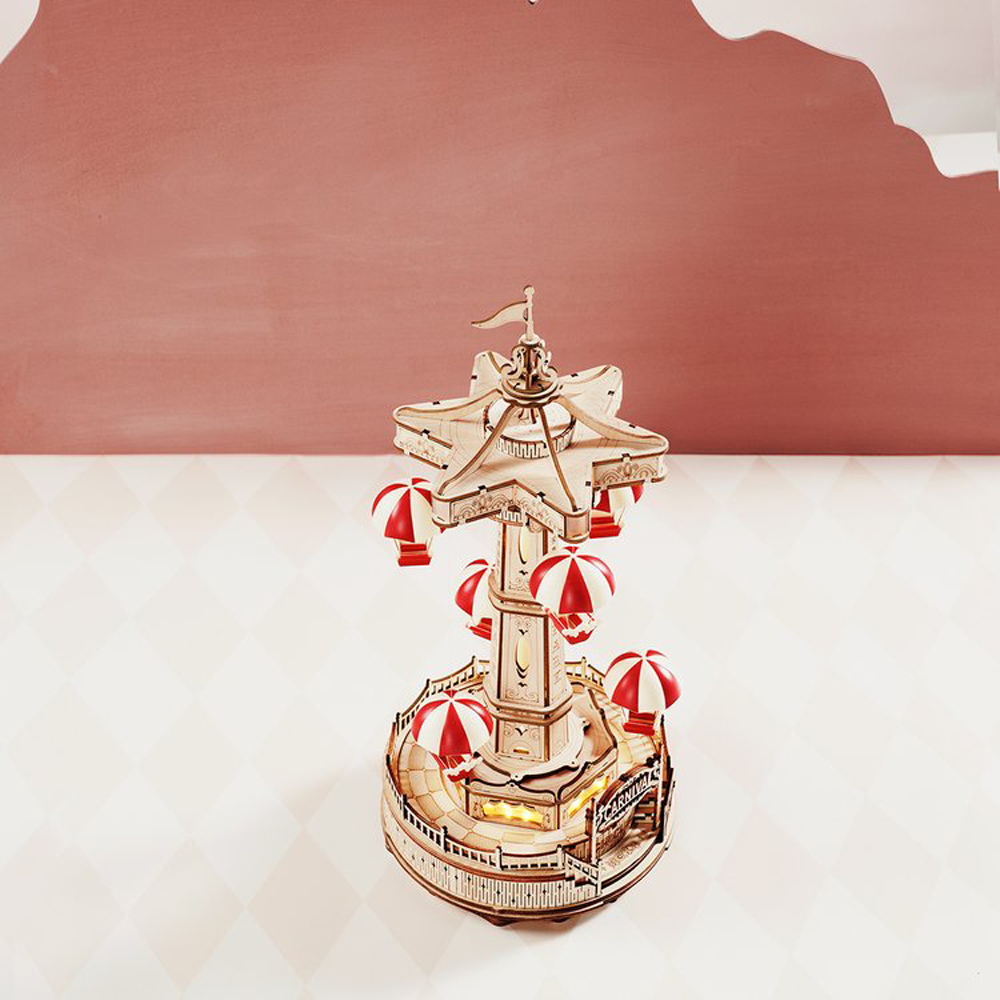 Parachute Tower Carousel Model Kit — Plywood, Red & White – view 3