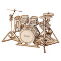 DIY Wooden Drum Kit Model — Brown Plywood, 246‑Piece – 3D wooden model kit