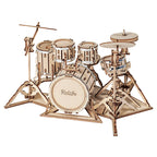 DIY Wooden Drum Kit Model — Brown Plywood, 246‑Piece – 3D wooden model kit