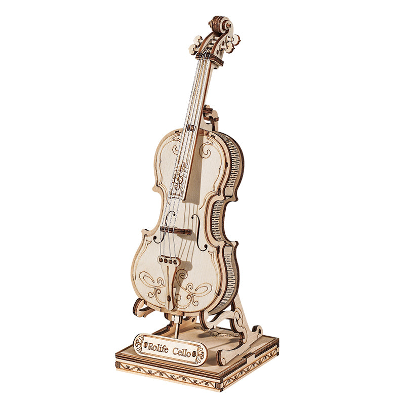 Cello Wooden Desk Model Kit — Plywood, 58 Pieces – 3D wooden model kit