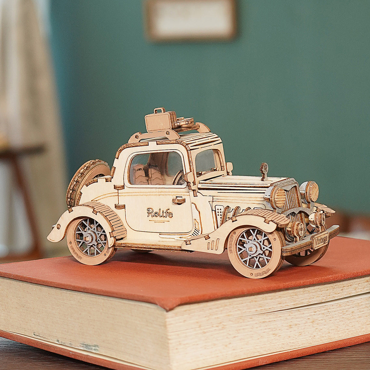 Vintage Plywood Car Kit — Natural Wood 164‑Piece Hobby Model – view 4