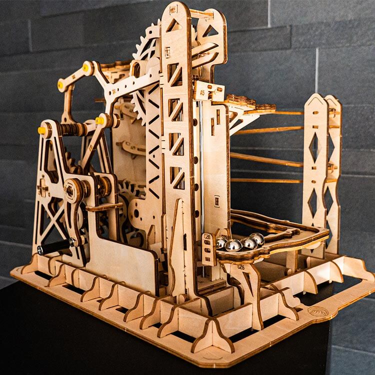 Lift Climber — Wooden Marble Run Kit (Natural Beige Plywood) – view 2