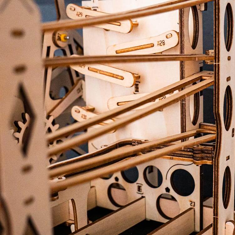Lift Climber — Wooden Marble Run Kit (Natural Beige Plywood) – view 13